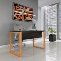 Mesa Madeira M150/70P25TUB 150cm Industrial Preto e Laranja Picasso
