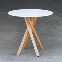 Mesa Madeira Redonda Jantar Café Bar Industrial Tampo Branco 80cm - June Clean