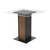 Mesa Madesa Quadrada com Tampo de Vidro 5332a Preto e Rustic Mesa Madesa Quadrada com Tampo de Vidro 5332a Preto e Rustic