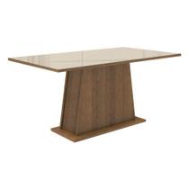 Mesa Madesa Retangular Tampo de Vidro 5364 - Rustic/Crema