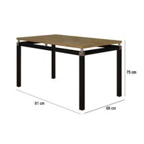 Mesa Malva 91x68 cm Preta Com Tampo De Madeira BP Nature Artefamol