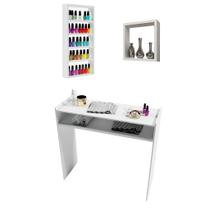 Mesa Manicure Expositor Nicho Branco Nail Designer Salões Estúdios de Beleza Mesa Manicure Expositor Nicho Branco Nail Designer Salões Estúdios de Beleza