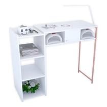 Mesa Manicure Nail Designer Estilo Industrial Com Nichos e Lateral de Industrial