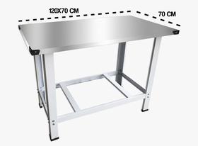 Mesa Manipulação de Alimentos Tampo Inox Reforçados 120x70