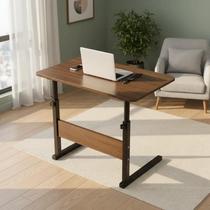 Mesa Marrom Multiuso Laptop Portátil Altura Ajustável Rodas Mesa Marrom Multiuso Laptop Portátil Altura Ajustável Rodas