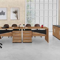 Mesa Maxxi com Gaveteiro Lado Esquerdo 4 Gavetas 137cm Noce E Preto