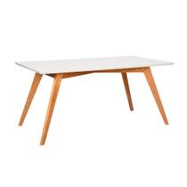 Mesa Mel 1,35m com Pés Madeira - Castanho/Off White Mesa Mel 1,35m com Pés Madeira - Castanho/Off White