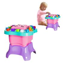 Mesa Menina Infantil Didática Atividade Formas Encaixar Rosa