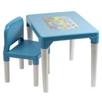 Mesa Mesinha Azul ou Rosa Com 1 Cadeira Didática Infantil Menino Menina Atividades Escolar Brinquedo Presente Styll