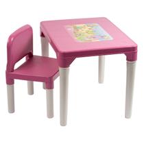 Mesa Mesinha Azul ou Rosa Com 1 Cadeira Didática Infantil Menino Menina Atividades Escolar Brinquedo Presente Styll - Styll Baby