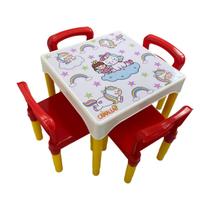 Mesa Mesinha Conjunto Infantil Com 4 Cadeiras Escolar Plástica Camaleão Mesa Mesinha Conjunto Infantil Com 4 Cadeiras Escolar Plástica Camaleão