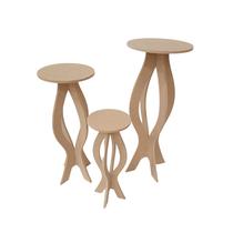 Mesa Mesinha De Canto Floreira Banqueta Mdf Cru - 3 Unid