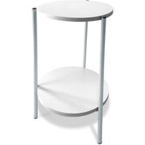 Mesa Mesinha De Canto Redonda Decoração Qatar Industrial Branca