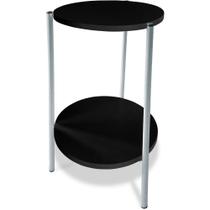 Mesa Mesinha De Canto Redonda Decoração Qatar Industrial Branca