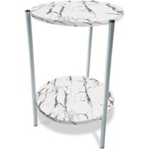 Mesa Mesinha De Canto Redonda Decoração Qatar Industrial Branca