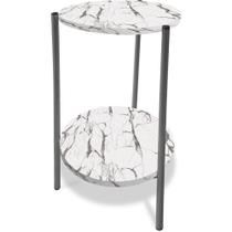 Mesa Mesinha De Canto Redonda Decoração Qatar Industrial Prata