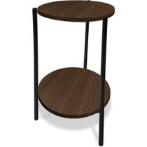 Mesa Mesinha De Canto Redonda Decoração Qatar Industrial Preta