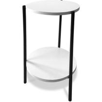 Mesa Mesinha De Canto Redonda Decoração Qatar Industrial Preto