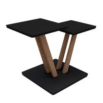 Mesa Mesinha de Centro Quadrada com 2 Prateleiras Otto Cores