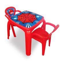 Mesa mesinha infantil 2 cadeiras plastica spider aranha menino - Kit