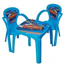 Mesa Mesinha Infantil Carro Azul Menino com 2 Cadeiras
