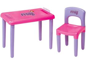 Mesa Mesinha Infantil Com 1 Cadeira c/ Estojo Rosa Meg Magic Toys