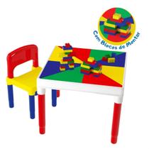 Mesa Mesinha Infantil Com 1 Cadeira E 42 Blocos De Montar Bell Toy