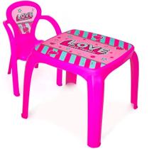 Mesa Mesinha Infantil Com 1 Cadeira Rosa Love