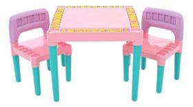 Mesa Mesinha Infantil com 2 Cadeiras Educativa Escola para Menina ou Menino