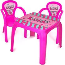 Mesa Mesinha Infantil Com 2 Cadeiras rosa love
