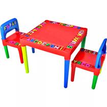 Mesa Mesinha Infantil Com Cadeira Atividades Colorida - Tritec