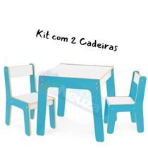 Mesa Mesinha Infantil Crianças Com 2 Cadeiras Madeira MDF 3 Opções Cores Rosa ou Azul ou Vermelha Pronta Entrega Junges
