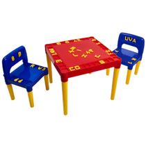 Mesa Mesinha Infantil Plástico Didática Com 2 Cadeiras Menino Menina Letras Números Mesa Mesinha Infantil Plástico Didática Com 2 Cadeiras Menino Menina Letras Números