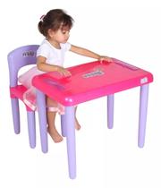 Mesa Mesinha Infatil Criança Menina Rosa Com Cadeira - Magic Toys