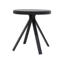 Mesa Mesinha Lateral de Apoio com Tampo Liso de Alumínio Cores Marrom e Preto