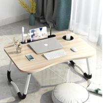 Mesa mesinha para notebook ventilador luz de led usb pe dobravel para cama sofa home office marfim - AUTOTOOLS