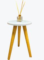 Mesa Mesinha Redonda De Centro Canto Apoio Tampo MDF Rustico Tripé Retro Pe Palito Madeira Maciça Decoração