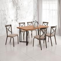 Mesa Michigan 160cm Estilo Industrial com Pés de Madeira Castanho Base Preta Mesa Michigan 160cm Estilo Industrial com Pés de Madeira Castanho Base Preta