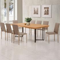 Mesa Michigan 180cm Estilo Contemporâneo com Pés de Madeira Imbuia Base Preta