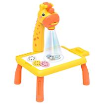 Mesa Mini Projetor Infantil Desenhar C/ Canetinhas Brinquedo Infantil 3 Anos+ Girafinha Amarelo