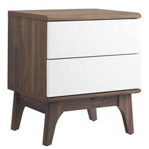 Mesa Modway Envision, mesa de cabeceira com 2 gavetas, branca nogueira