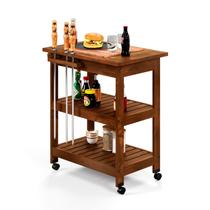 Mesa Móvel Gourmet Adega 80 Cm Carrinho Churrasco Com Tampo Maciço Tábua Corte em Madeira e Rodas Mesa Móvel Gourmet Adega 80 Cm Carrinho Churrasco Com Tampo Maciço Tábua Corte em Madeira e Rodas