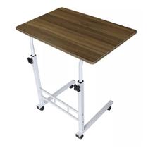 Mesa multifuncional notebook rodinhas altura ajustavel computador escrivaninha home office cor marrom sala uso