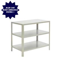 Mesa Multiuso Aço 3 Prateleiras Cozinha Oficina Farmácia Restaurante Padaria Bares Salão de Beleza Mesa Multiuso Aço 3 Prateleiras Cozinha Oficina Farmácia Restaurante Padaria Bares Salão de Beleza