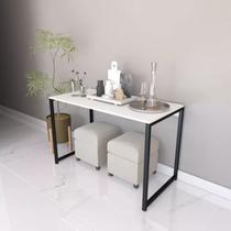 Mesa Multiuso com Tampo Branco Estilo Industrial