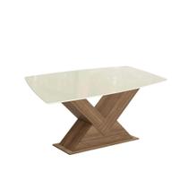 Mesa Multiuso Cozinha Amora c/ Tampo Madeirado c/ Vidro 90x170cm Nogueira/Off White/Vidro Off White - Kappesberg Mesa Multiuso Cozinha Amora c/ Tampo Madeirado c/ Vidro 90x170cm Nogueira/Off White/Vidro Off White - Kappesberg