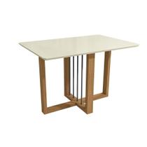 Mesa Multiuso Cozinha Antonela c/ Tampo Madeirado c/ Vidro 120x80cm Canela/Vidro Off White - Kappesberg