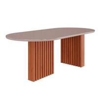 Mesa Multiuso Cozinha Cimol Ester c/ Tampo Madeirado c/ Vidro Oval 210cm Cinamomo/Off White Mesa Multiuso Cozinha Cimol Ester c/ Tampo Madeirado c/ Vidro Oval 210cm Cinamomo/Off White