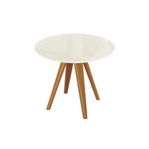 Mesa Multiuso Cozinha Duna Premium Madeira Maciça c/ Tampo Madeirado c/ Vidro 105x105cm Carvalho/Off White - Kappesberg