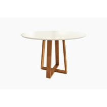 Mesa Multiuso Cozinha Elma Madeira Maciça c/ Tampo Madeirado c/ Vidro 120x120cm Carvalho/Off White - Kappesberg Mesa Multiuso Cozinha Elma Madeira Maciça c/ Tampo Madeirado c/ Vidro 120x120cm Carvalho/Off White - Kappesberg